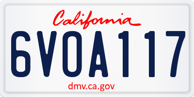 CA license plate 6VOA117