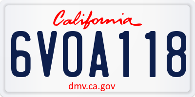 CA license plate 6VOA118