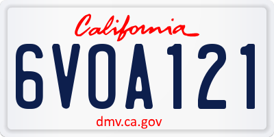 CA license plate 6VOA121