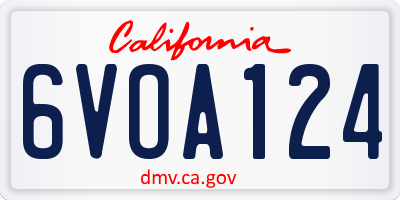CA license plate 6VOA124