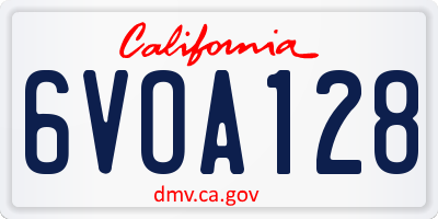 CA license plate 6VOA128