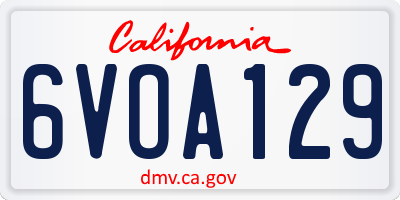 CA license plate 6VOA129