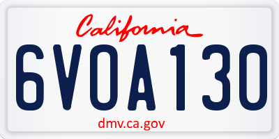 CA license plate 6VOA130