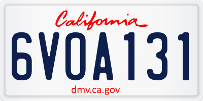 CA license plate 6VOA131