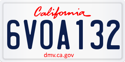 CA license plate 6VOA132
