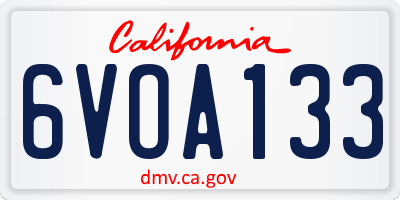 CA license plate 6VOA133