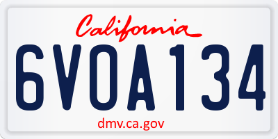 CA license plate 6VOA134