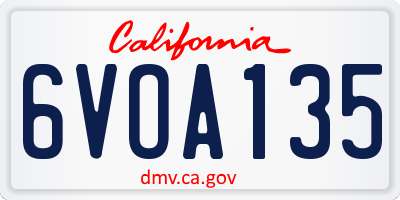 CA license plate 6VOA135