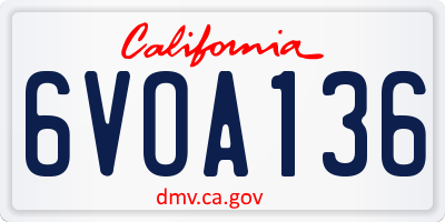CA license plate 6VOA136