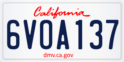 CA license plate 6VOA137