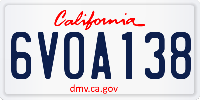 CA license plate 6VOA138