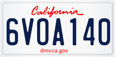 CA license plate 6VOA140
