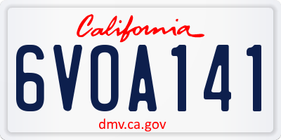 CA license plate 6VOA141
