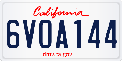 CA license plate 6VOA144