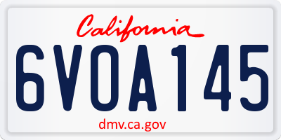 CA license plate 6VOA145