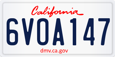 CA license plate 6VOA147