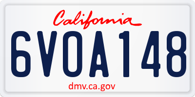 CA license plate 6VOA148