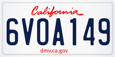 CA license plate 6VOA149