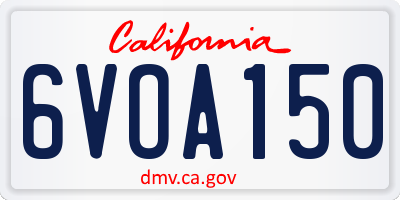CA license plate 6VOA150