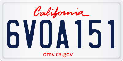 CA license plate 6VOA151