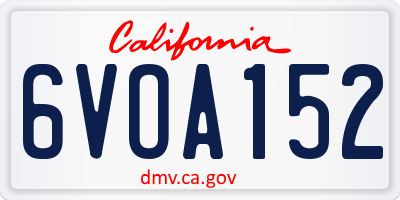 CA license plate 6VOA152