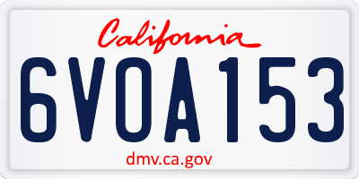 CA license plate 6VOA153