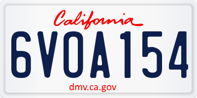 CA license plate 6VOA154