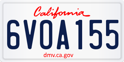 CA license plate 6VOA155