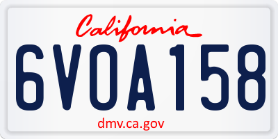 CA license plate 6VOA158