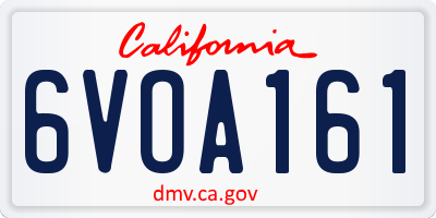 CA license plate 6VOA161
