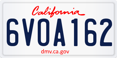CA license plate 6VOA162