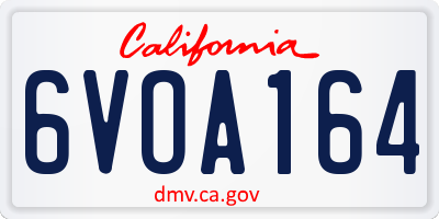 CA license plate 6VOA164
