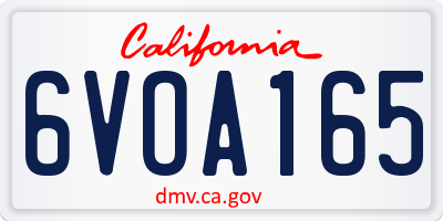 CA license plate 6VOA165