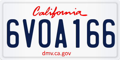 CA license plate 6VOA166