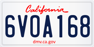 CA license plate 6VOA168