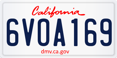 CA license plate 6VOA169