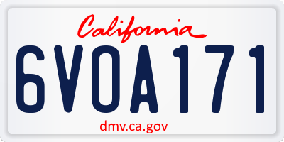 CA license plate 6VOA171