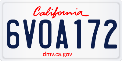 CA license plate 6VOA172
