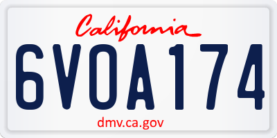 CA license plate 6VOA174