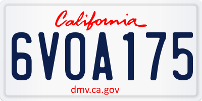 CA license plate 6VOA175