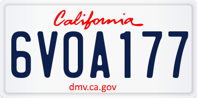 CA license plate 6VOA177