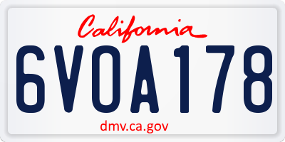 CA license plate 6VOA178