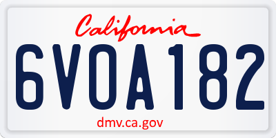 CA license plate 6VOA182