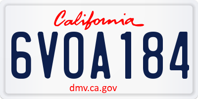 CA license plate 6VOA184