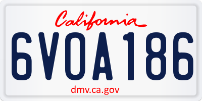 CA license plate 6VOA186