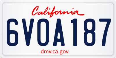 CA license plate 6VOA187