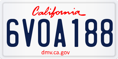 CA license plate 6VOA188