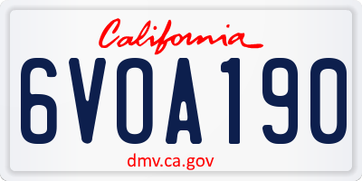 CA license plate 6VOA190