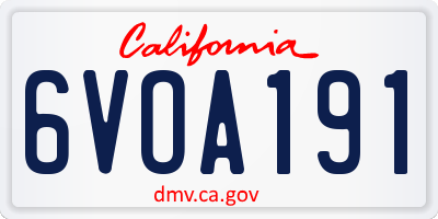CA license plate 6VOA191