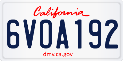 CA license plate 6VOA192